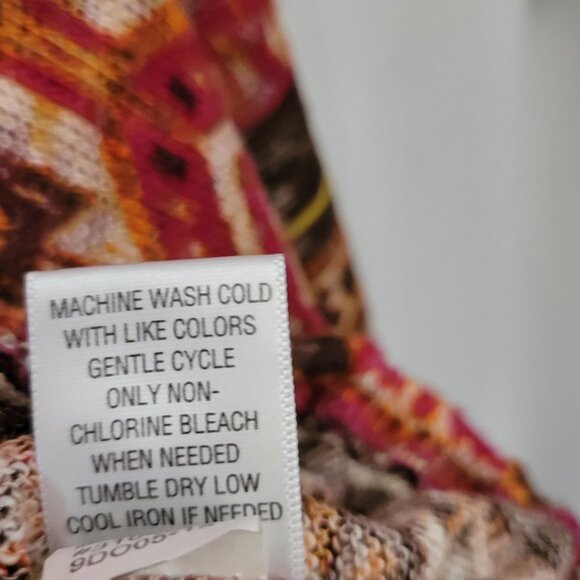 New Directions Top Woven Tapestry Abstract Peasant BOHO colorful fringe tie XL - Picture 10 of 12